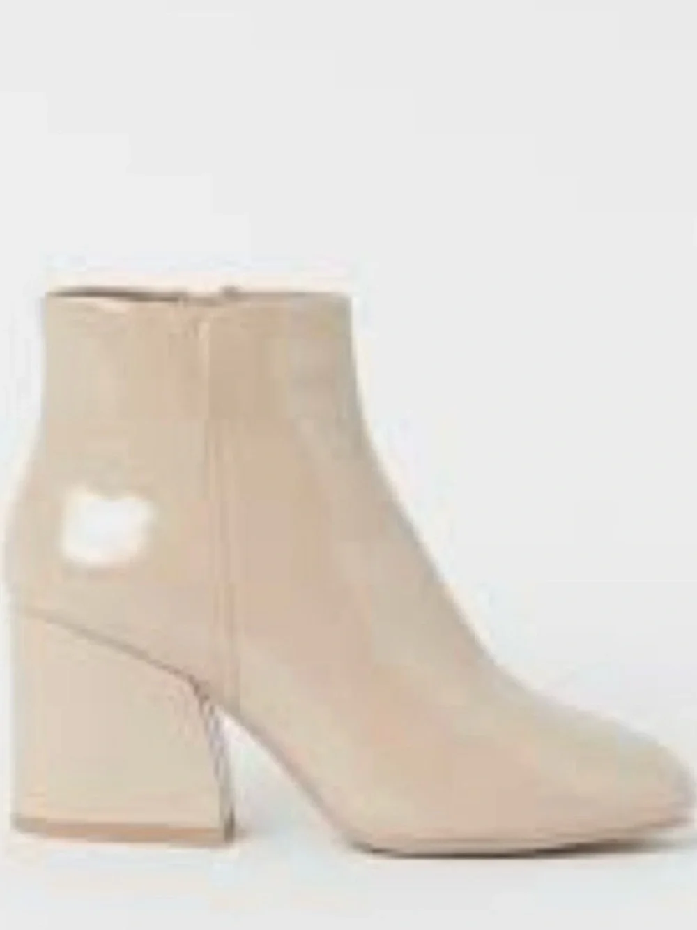 Divided by H&M Ankle Boots Beige Patent Faux Leather Block Heel 8 39 NEW - Picture 1 of 12